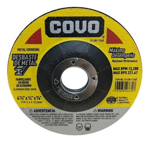 DISCO MET 4.5" DESBASTE COVO: