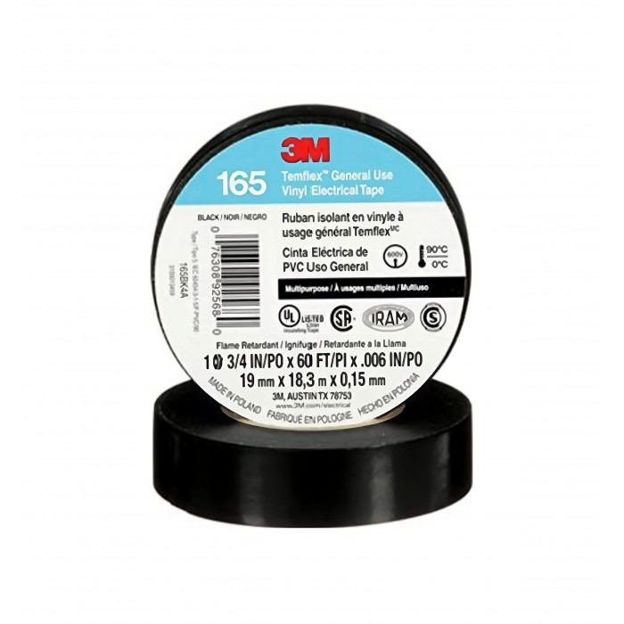 TEIPE 3M  165  3/4" x 18 mts NEGRO: