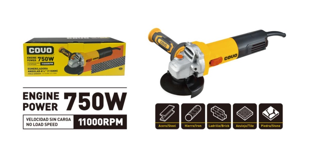 ESMERIL ANGULAR 41/2"  750W COVO: