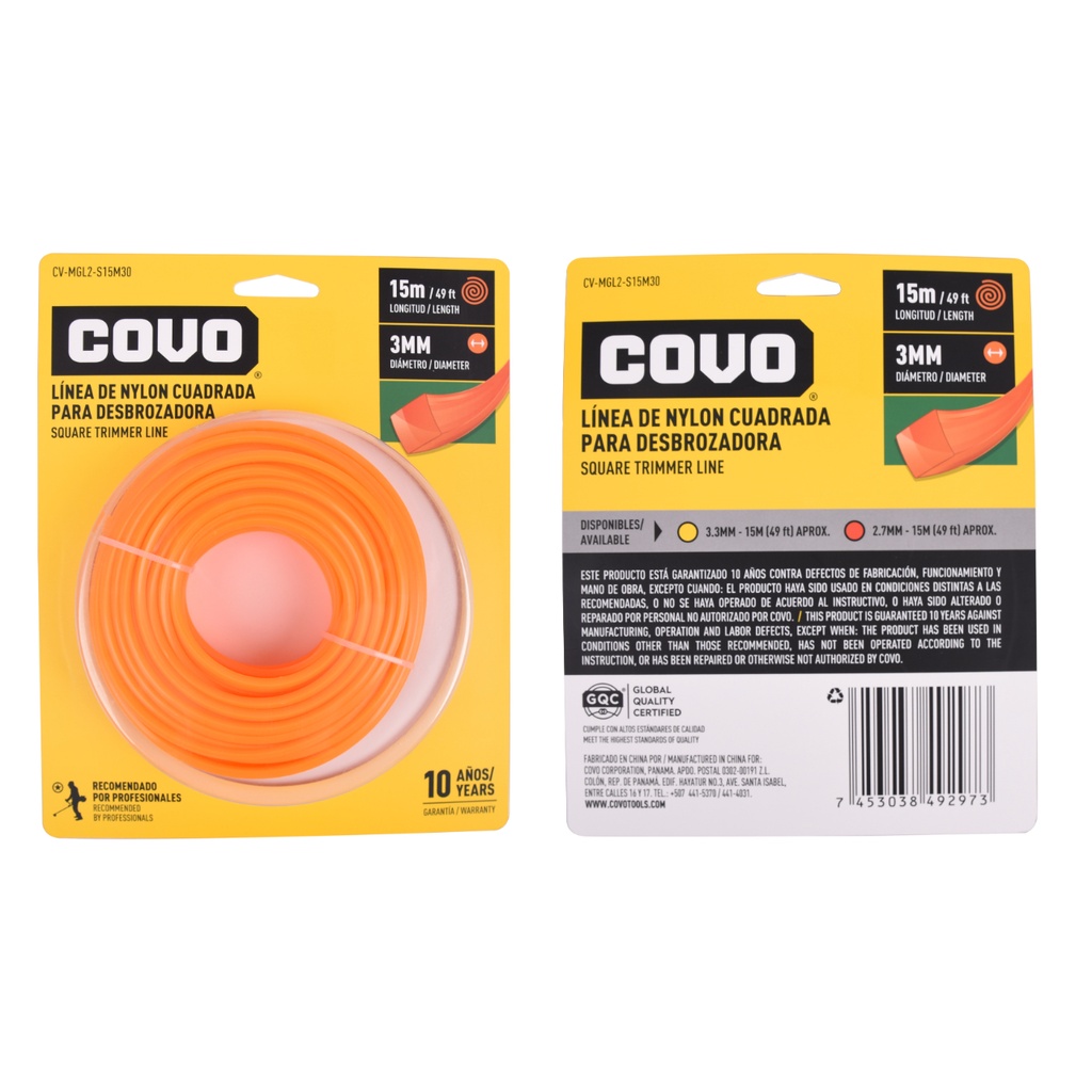 NYLON P/DESMAL CUADR 3mm 15Mtrs COVO