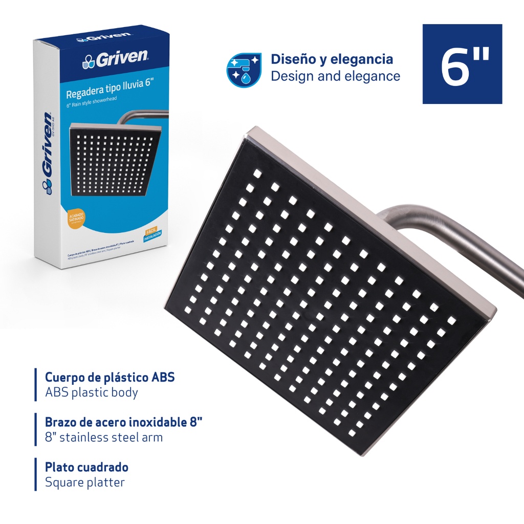 REGAD CUAD SATIN 6" C/TUBO Y ROS GRIVEN: