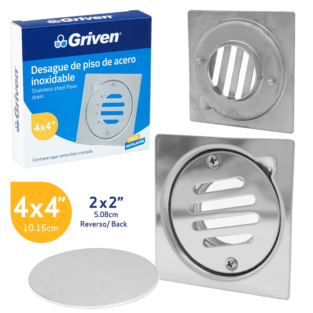 REJILLA CUAD ACER INOX CROM GRIVEN