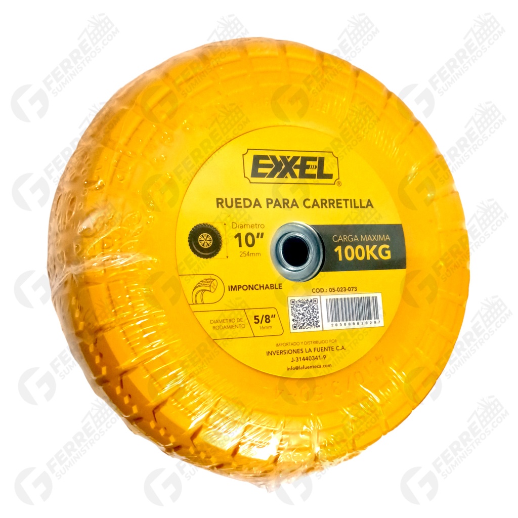 RUEDA MACIZA 10" 150kg EJE 5/8 EXXEL:
