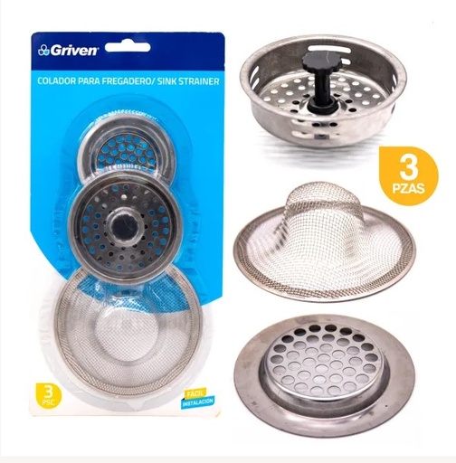 [021264] CESTA FREG COLADOR MALLA 3 PZAS GRIVEN:
