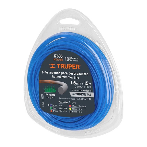 [T17605] NYLON DESMAL TRUPER AZUL 1.65mm x 15mt: