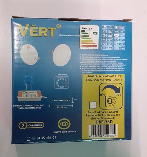 [039502] PANEL LED EMP. REDO DIMERIZ 6W 6500K|+0