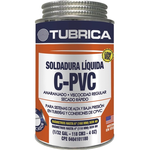 [110344] 1/16 PEGA CPVC NARANJA TUBRICA: