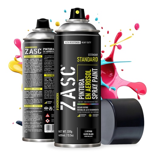 [109801] SPRAY ZASC NEGRO BRILLANTE 400ml: 
