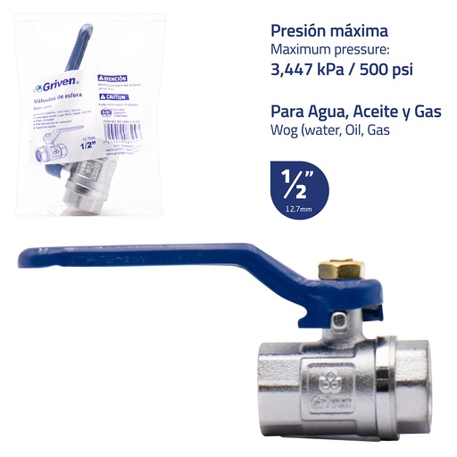 [020100] LLAVE P/RAP 1/2" GRIVEN CROMADA: