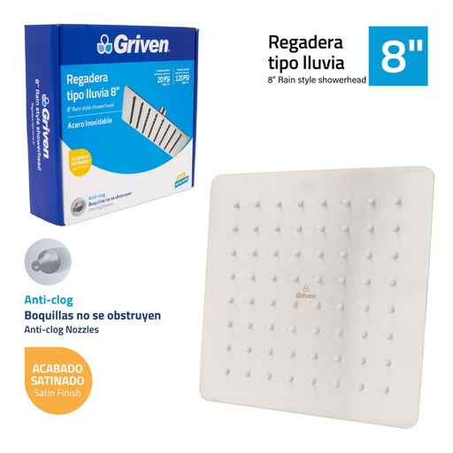 [023938] REGAD MET/SATINAD CUADRADA 8" GRIVEN: